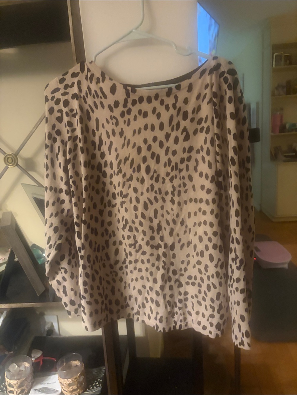 Chico's Beige and Black Animal Print Long-Sleeve Top